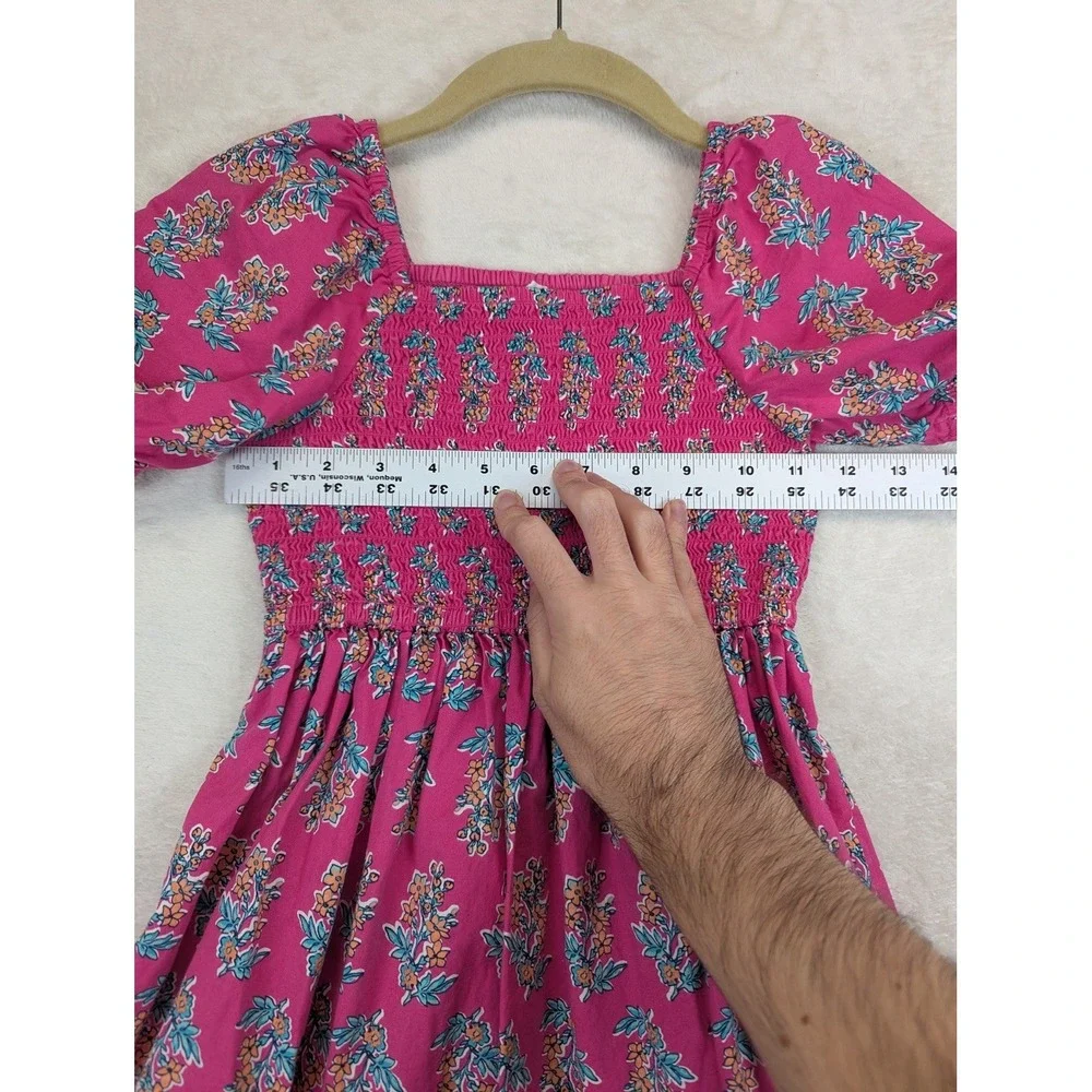 Crewcuts J Crew Girls Floral Smocked Puff Sleeve Dress Pink Size 8